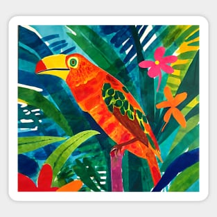 Colorful Tropical Bird Painted Fauvist Rainforest Toucan Sticker